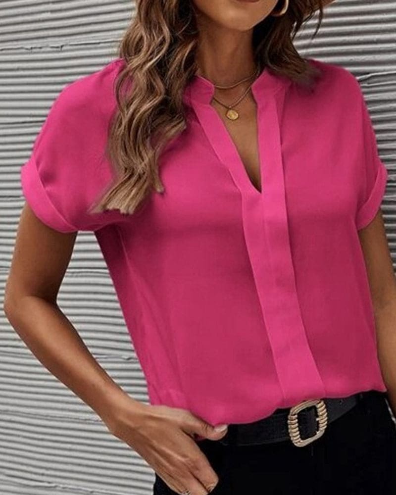 Damesblouse Korte Mouwen V-hals 2