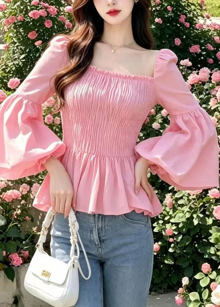 Damesblouse Vierkante Kraag Gerimpeld Model 3