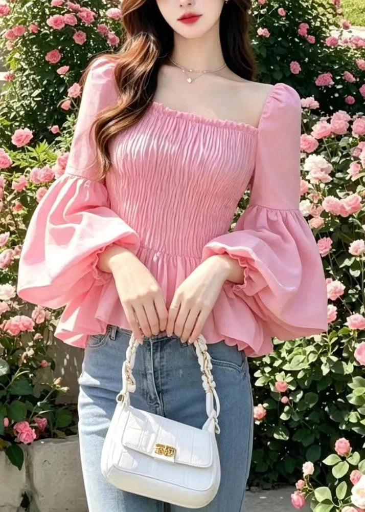 Damesblouse Vierkante Kraag Gerimpeld Model 4