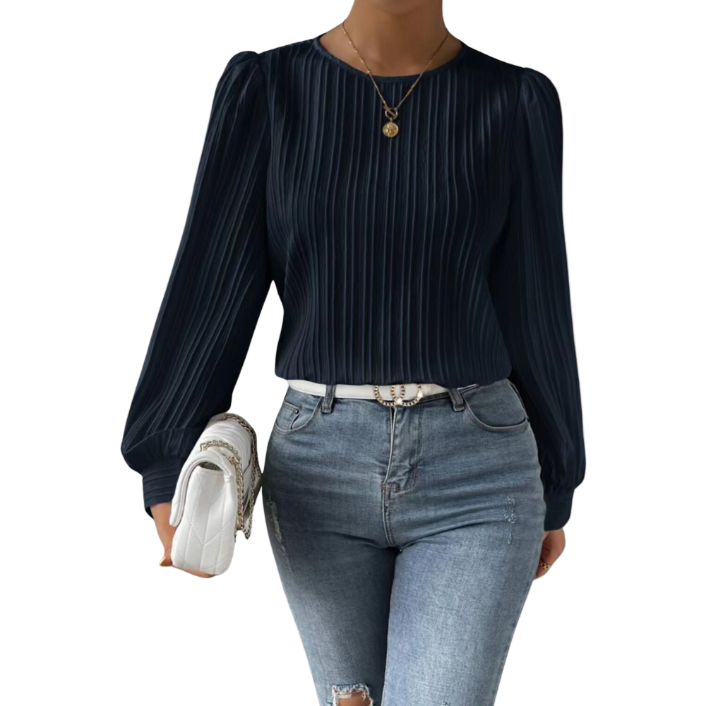 Damesblouse met Ballonmouwen en Plooidetails 0