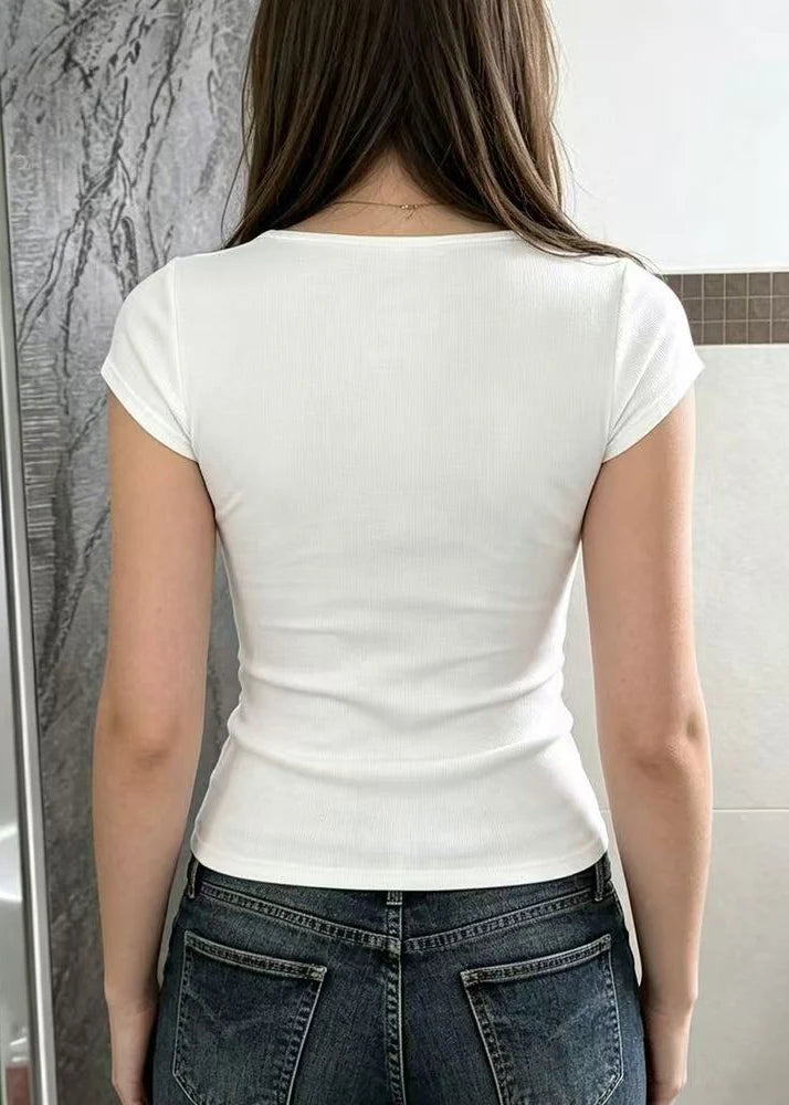 Damesblouse met Vlinderprint en V-hals Korte Mouwen 3