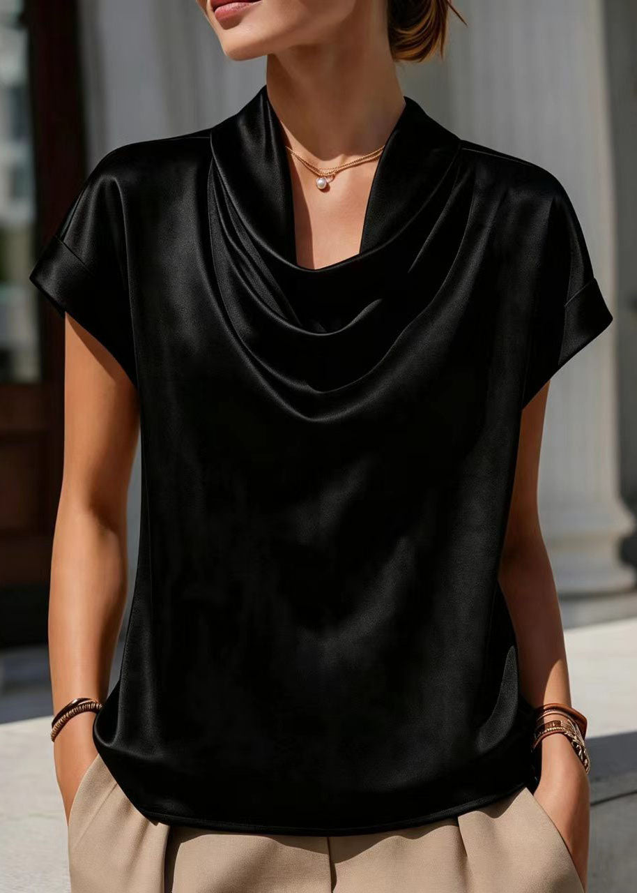 Damesblouse met col en korte mouwen losvallend model 1