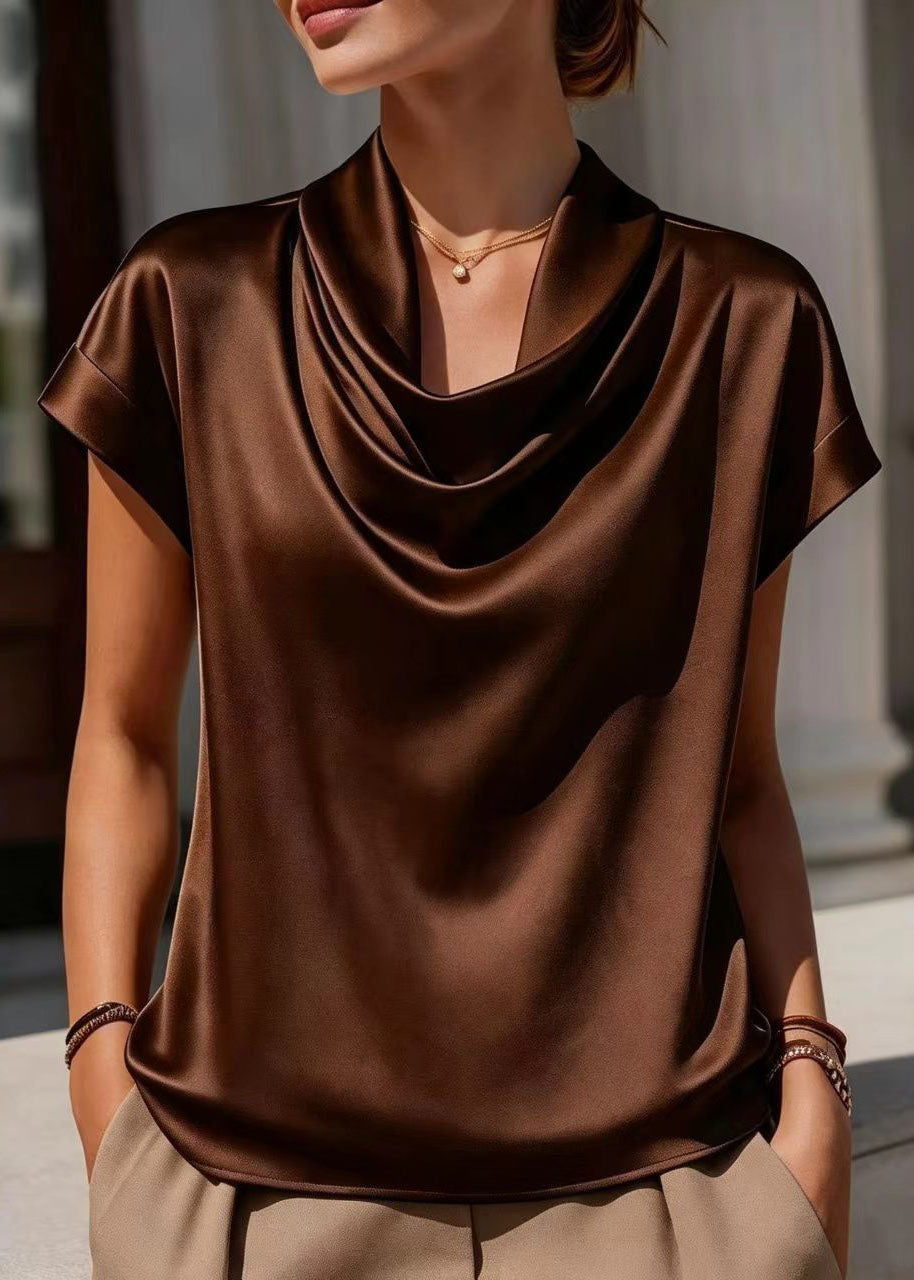 Damesblouse met col en korte mouwen losvallend model 2