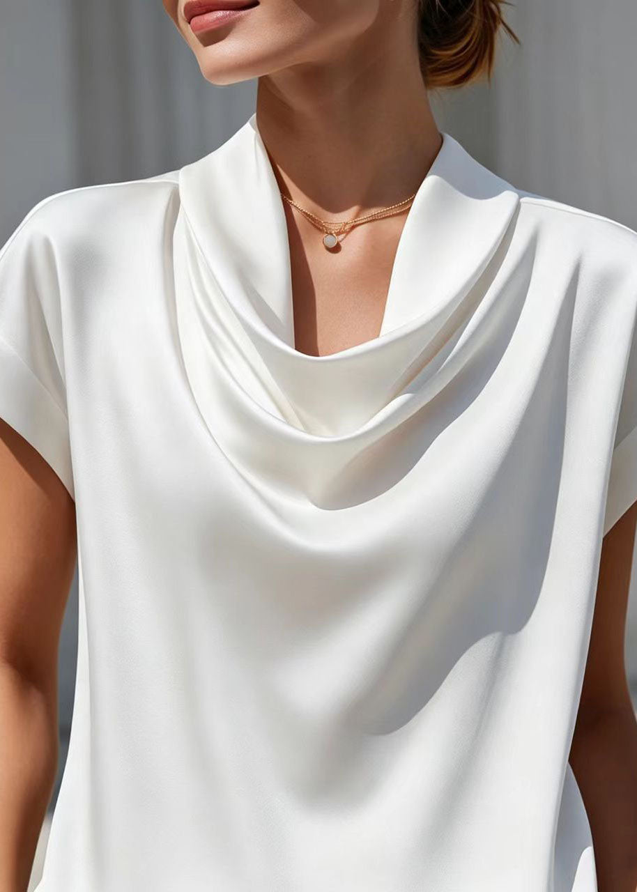 Damesblouse met col en korte mouwen losvallend model 4
