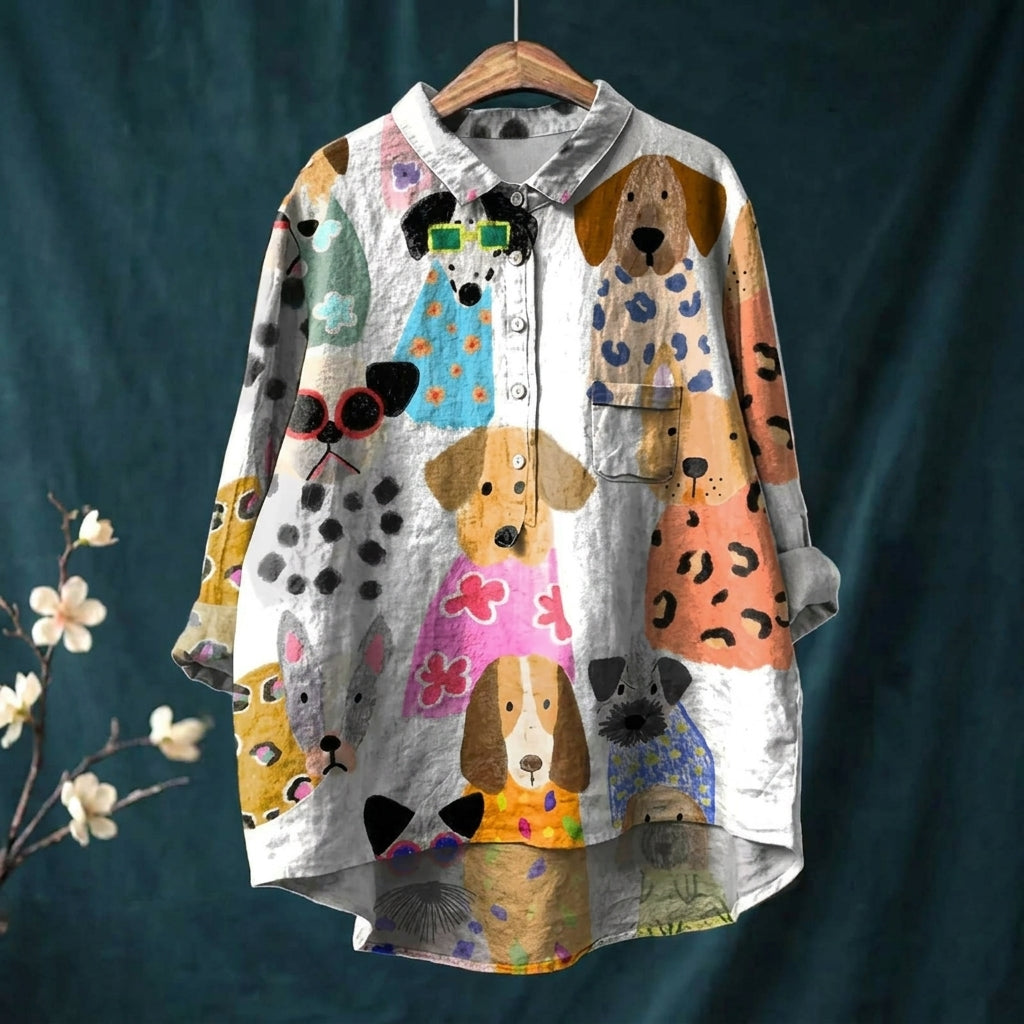 Damesblouse met speelse print, zacht en lichtgewicht. 2