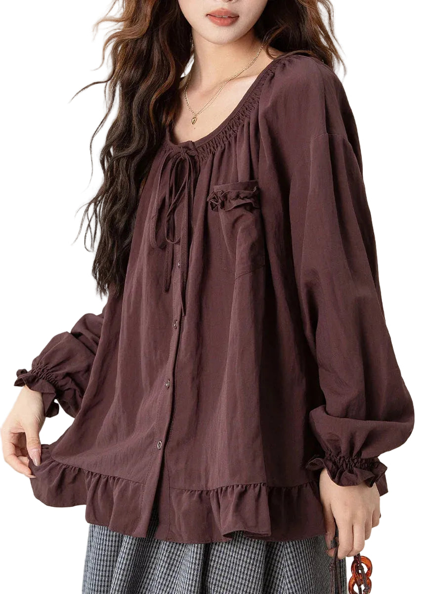 Damesblouse met strik en lantaarnmouwen 1