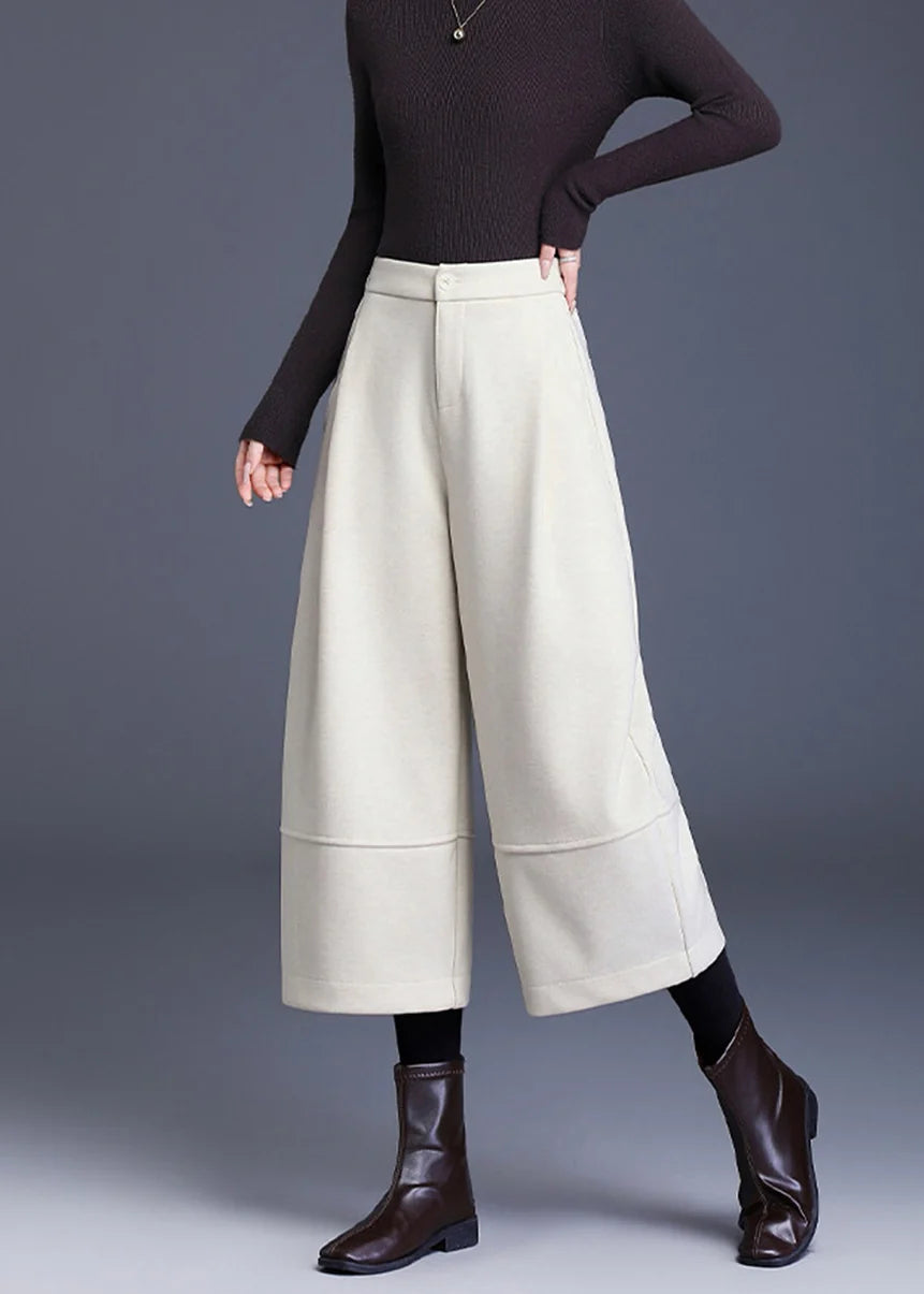 Damesbroek Cropped Wijde Pijpen Hoge Taille 1