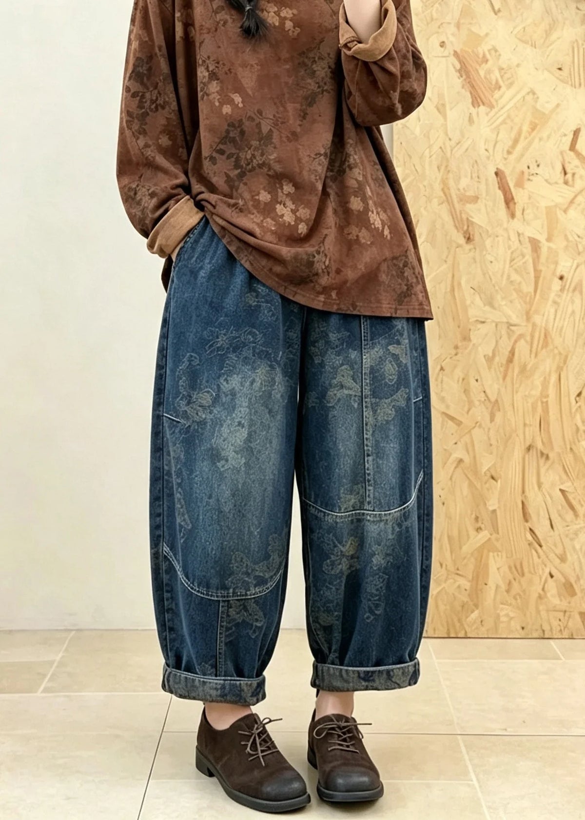 Damesbroek Denim Patchwork Casual 3