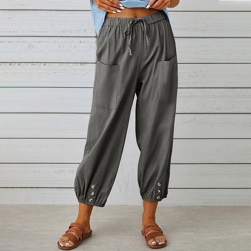 Damesbroek Middelhoge Taille 7/8 Casual met Praktische Zakken 4