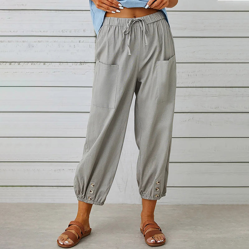 Damesbroek Middelhoge Taille 7/8 Casual met Praktische Zakken 5