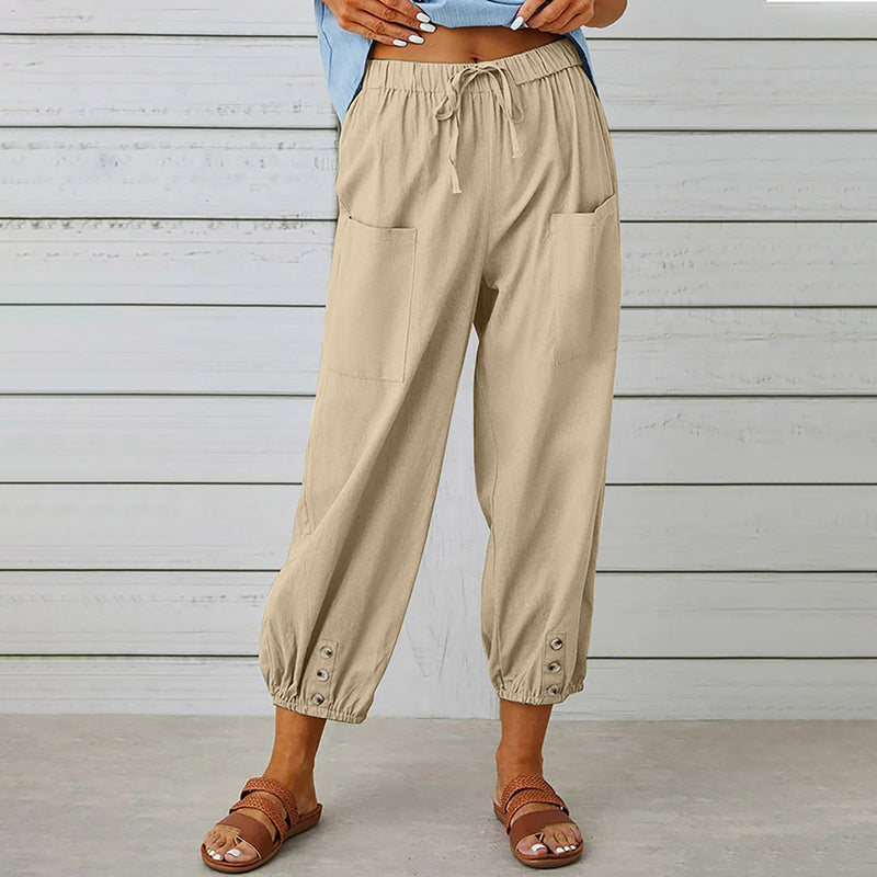 Damesbroek Middelhoge Taille 7/8 Casual met Praktische Zakken 7