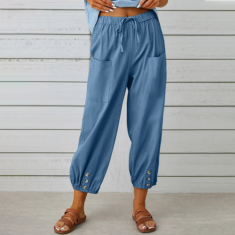 Damesbroek Middelhoge Taille 7/8 Casual met Praktische Zakken 8