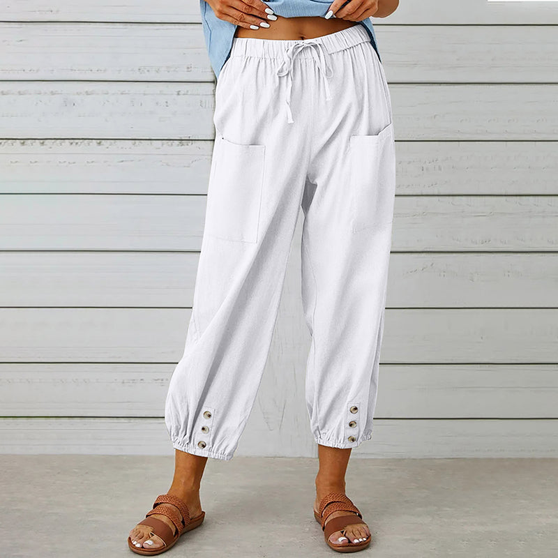 Damesbroek Middelhoge Taille 7/8 Casual met Praktische Zakken 9