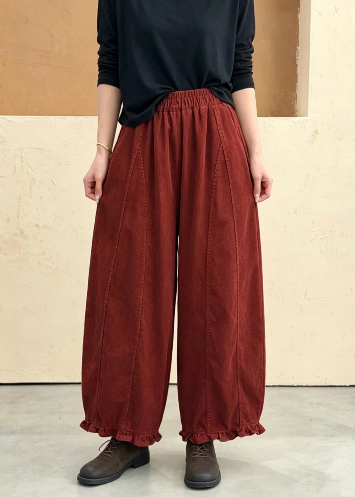 Damesbroek Plus Size Ruches Patchwork Losvallend 3