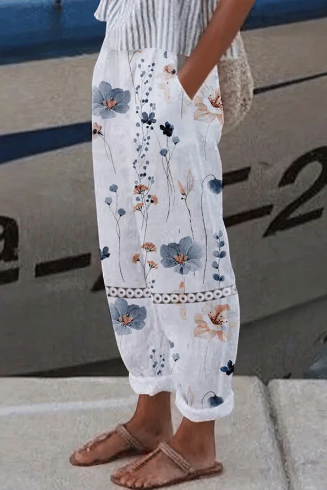 Damesbroek Uniek Bedrukt Met Knopf-Taschen Voor Casual Gebruik 9