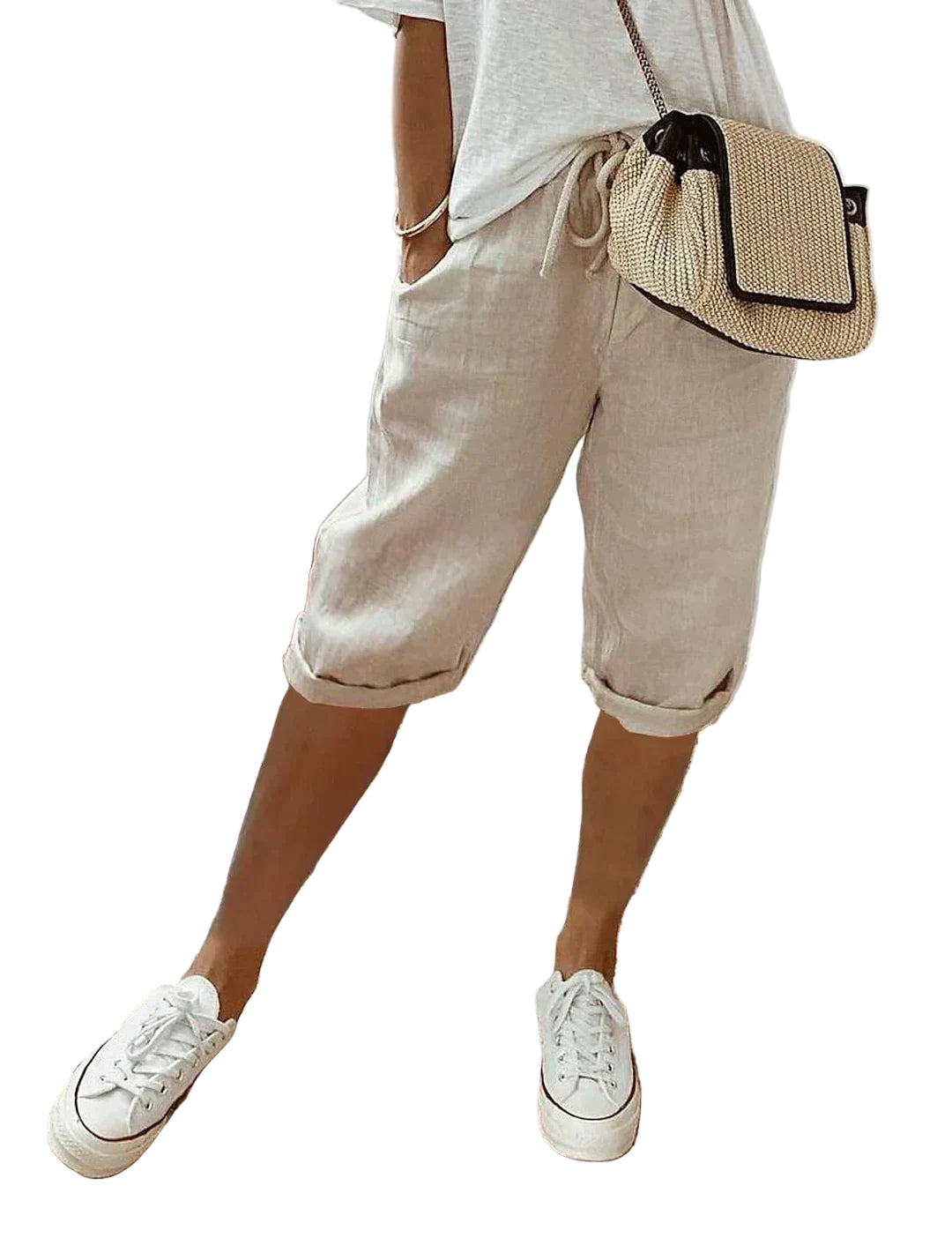 Damesbroek in linnenlook, elegante zomerstijl, linnenmix 1