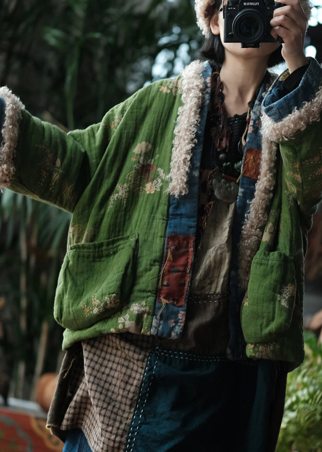Damesjas Boho Stijl Patchwork Met Zakken 2