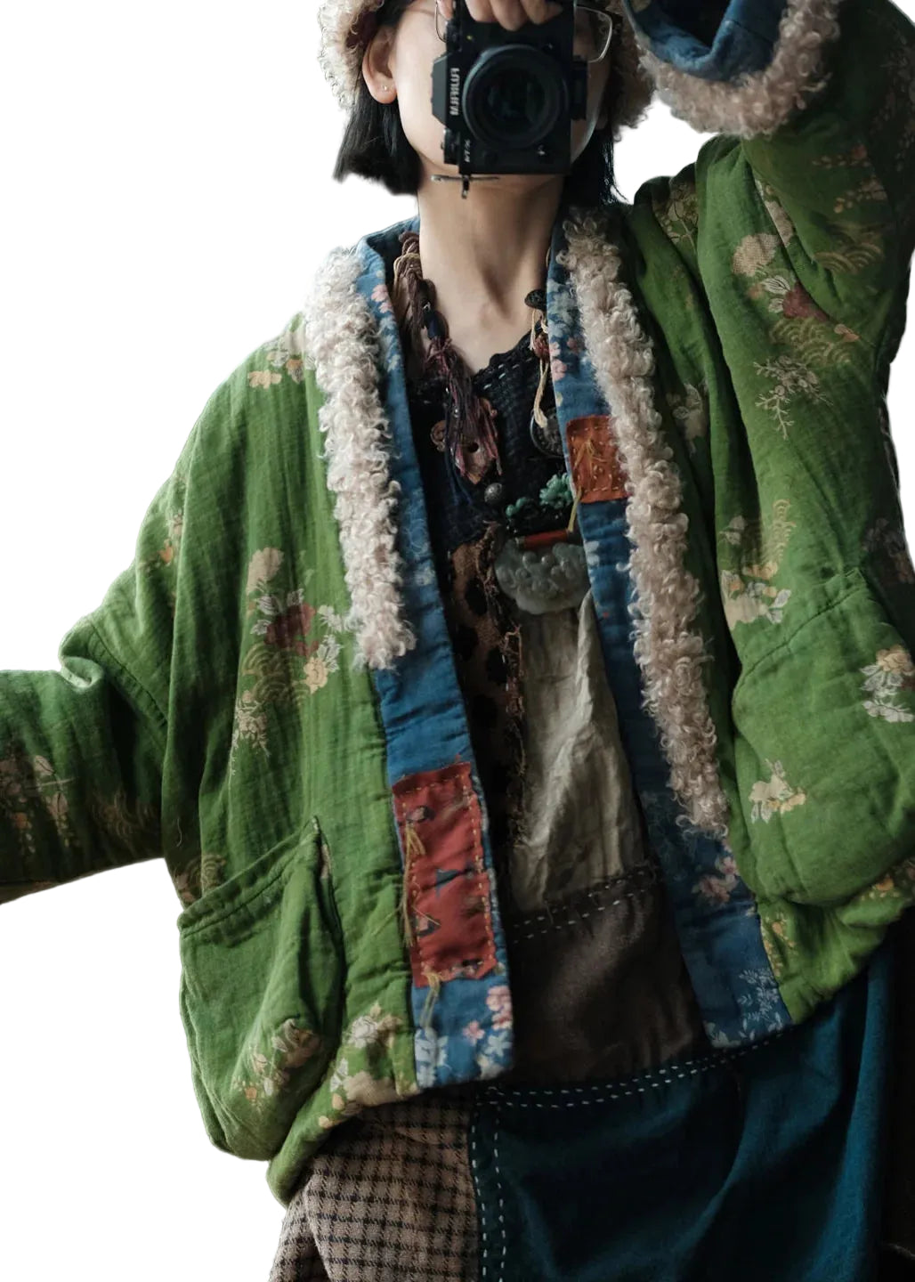 Damesjas Boho Stijl Patchwork Met Zakken 3