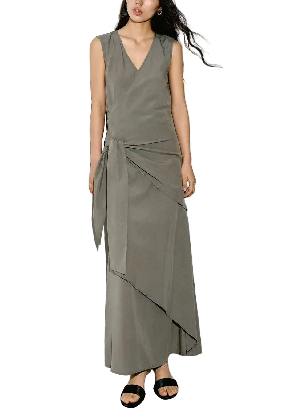 Damesjurk Mouwloos Asymmetrische Taille V-hals 0
