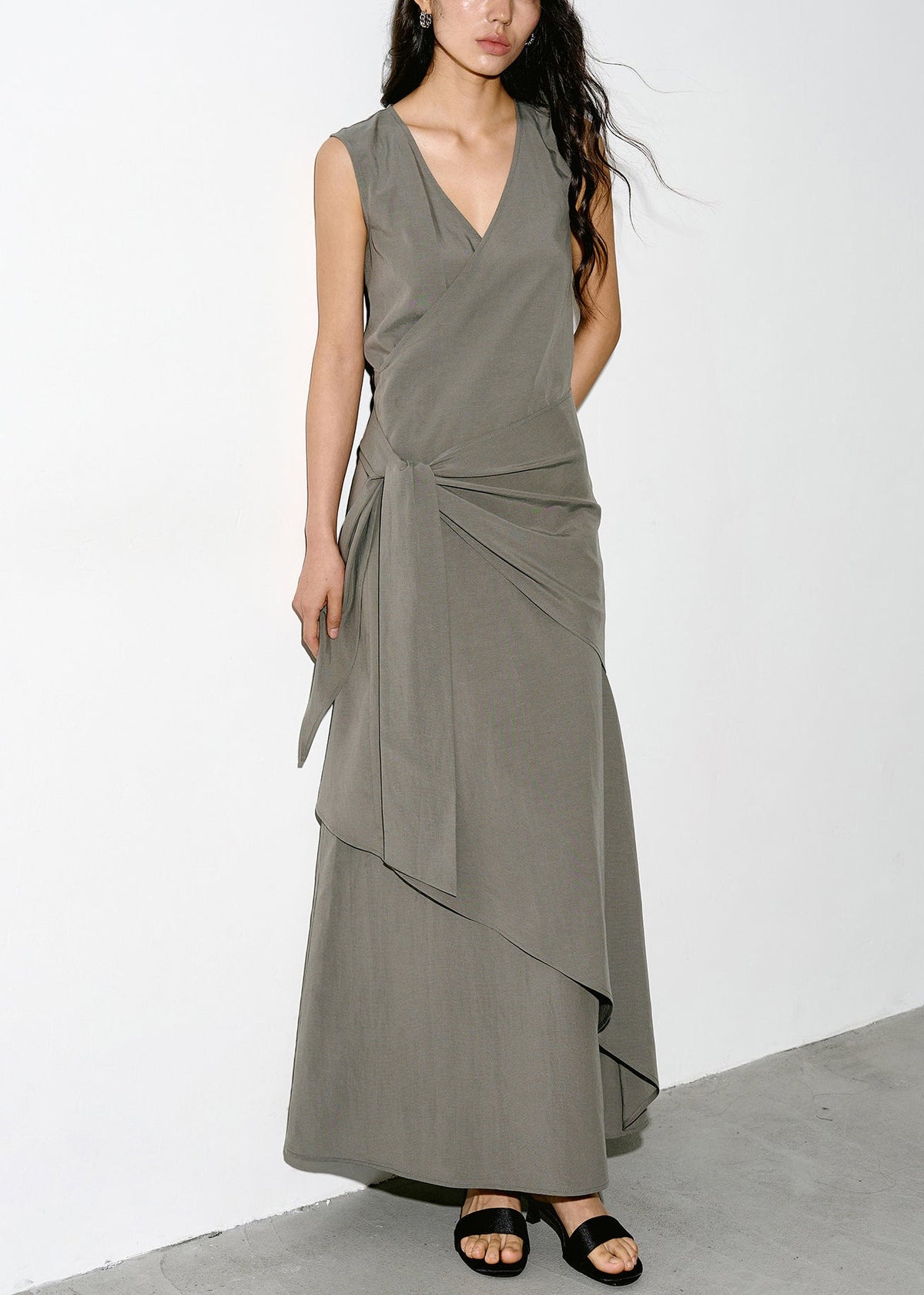Damesjurk Mouwloos Asymmetrische Taille V-hals 1