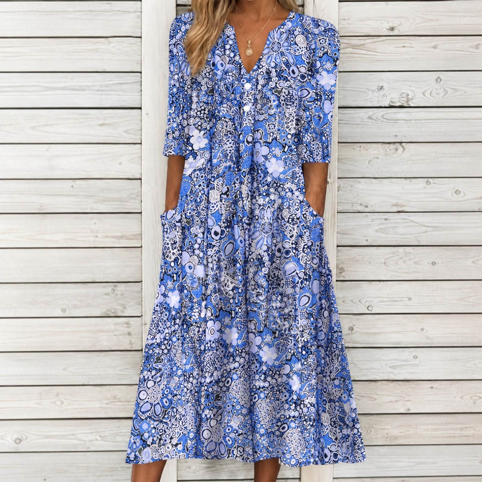 Damesjurk met bloemenprint, lichtgewicht, ideaal voor lente- en zomeractiviteiten. 1