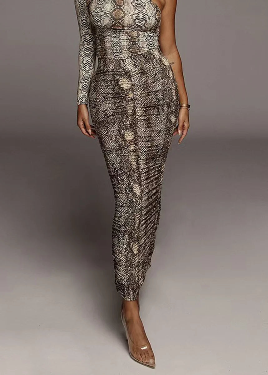 Damesrok met slangenprint en gerimpelde details 2