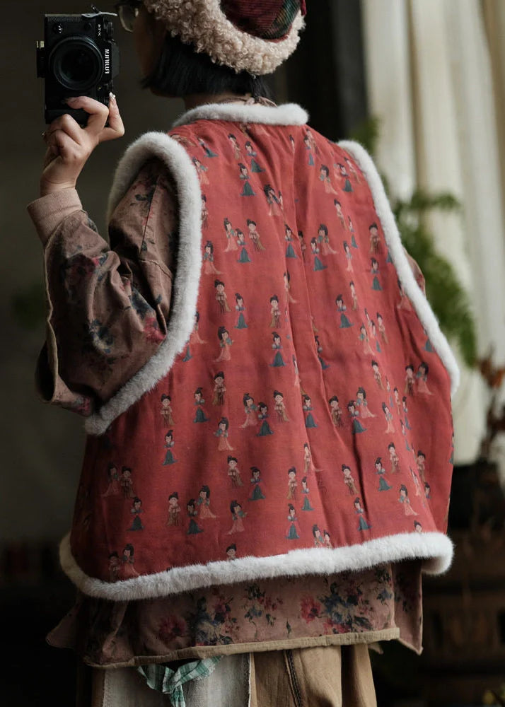 Damesvest Patchwork Pluizig Met Print 4