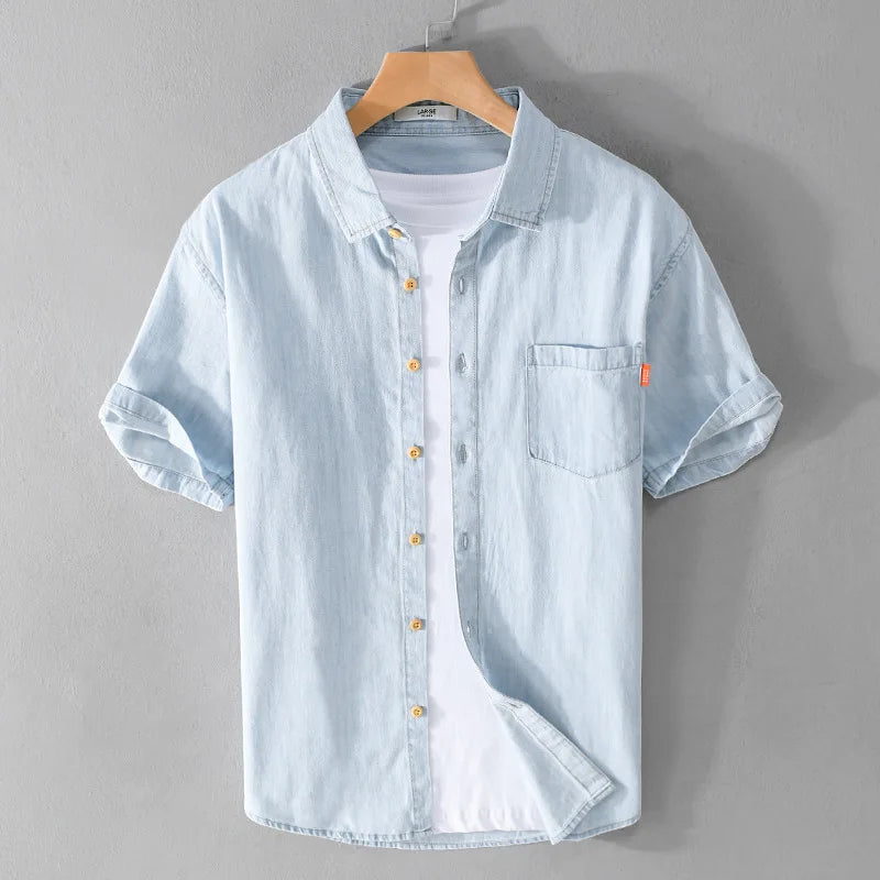 Heren Overhemd Denim Casual Stijl Ademend Materiaal 1