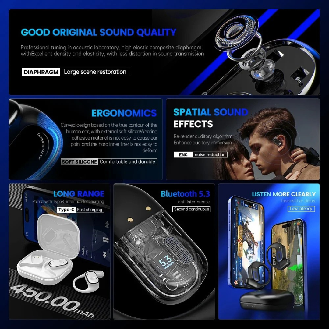 Draadloze Koptelefoon Bluetooth Open Ontwerp voor Sport met 35 Uur Batterijduur