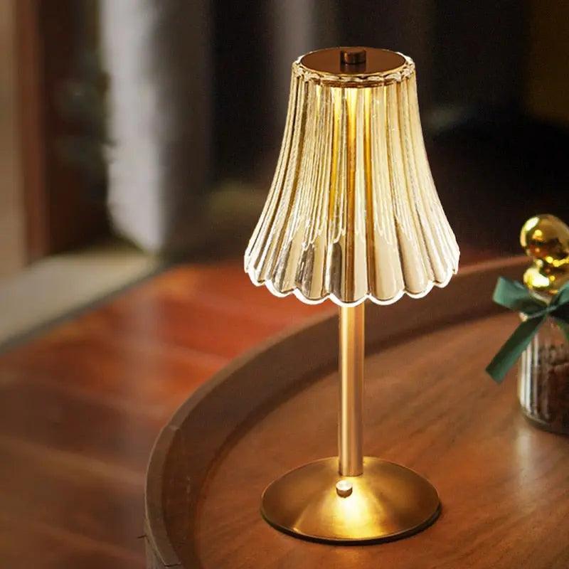 Draadloze Tafellamp Vintage Stijl met Kristallen Kap en Verstelbare Kleurtemperatuur 0