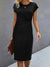 Variant image for Zwarte Midi Jurk Dames Cirkelvormige Halslijn Lichtgewicht Elegante Stijl-10