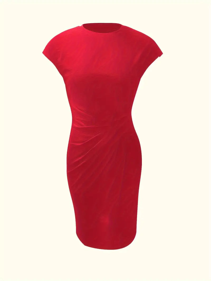 Zwarte Midi Jurk Dames Cirkelvormige Halslijn Lichtgewicht Elegante Stijl-6