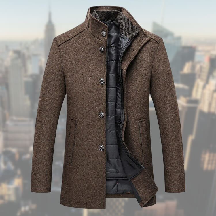 Heren Winterjas Met Vest Elegante Lange Snit Hoogwaardige Stof-1