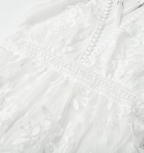 Dames Cocktailjurk Knielengte Bloemborduurwerk Netwerkstof voor Bruiloft-6