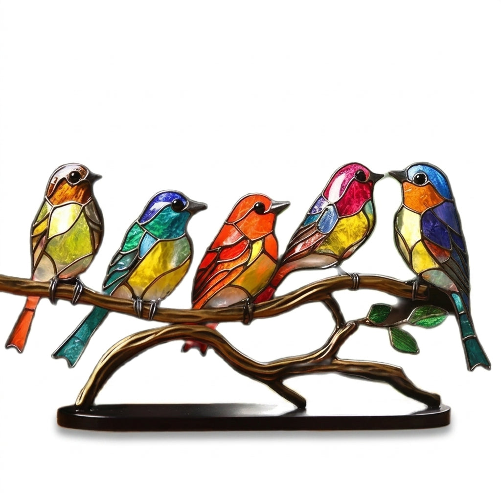 Gekleurde Vogels Op Tak Bureaubladornamenten