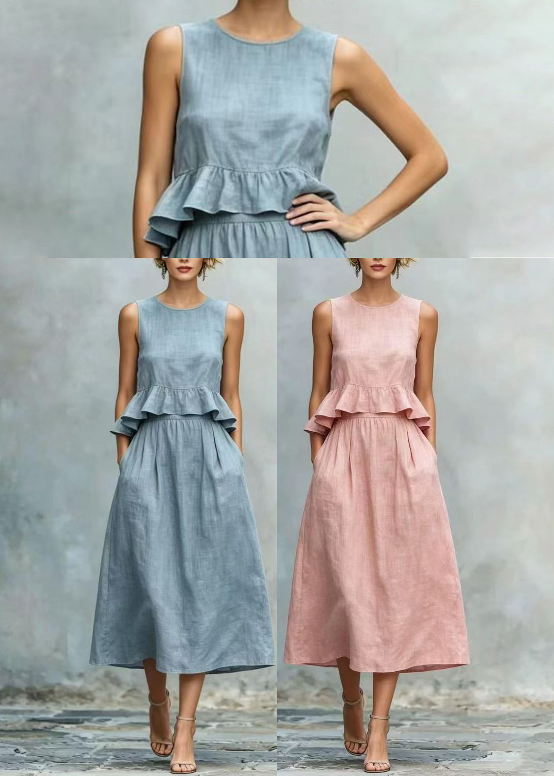 Feestjurk Dames O-Hals met Zomerse Ruches voor Bruiloft en Feestelijke Gelegenheden 4