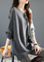 Grijze Asymmetrische Gebreide Shirt voor Dames 1