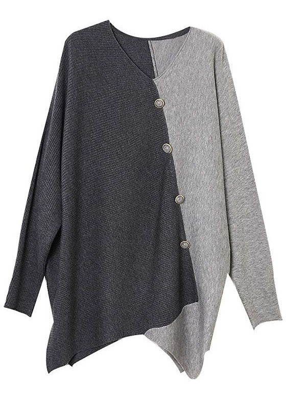 Grijze Asymmetrische Gebreide Shirt voor Dames 4