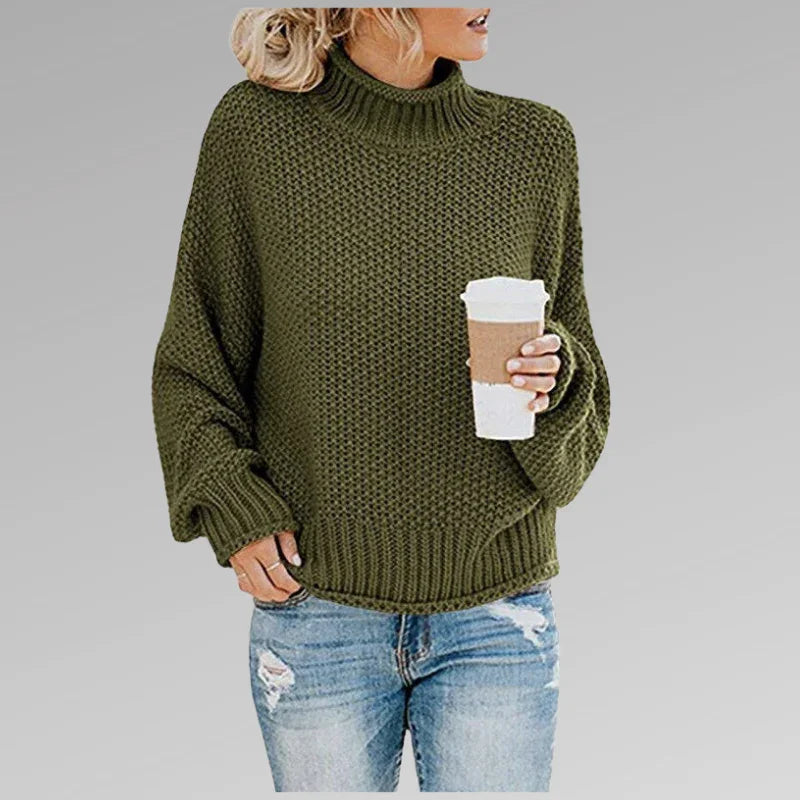 Groene Damestrui Hoge Hals Voor Casual en Chic Stijl 1