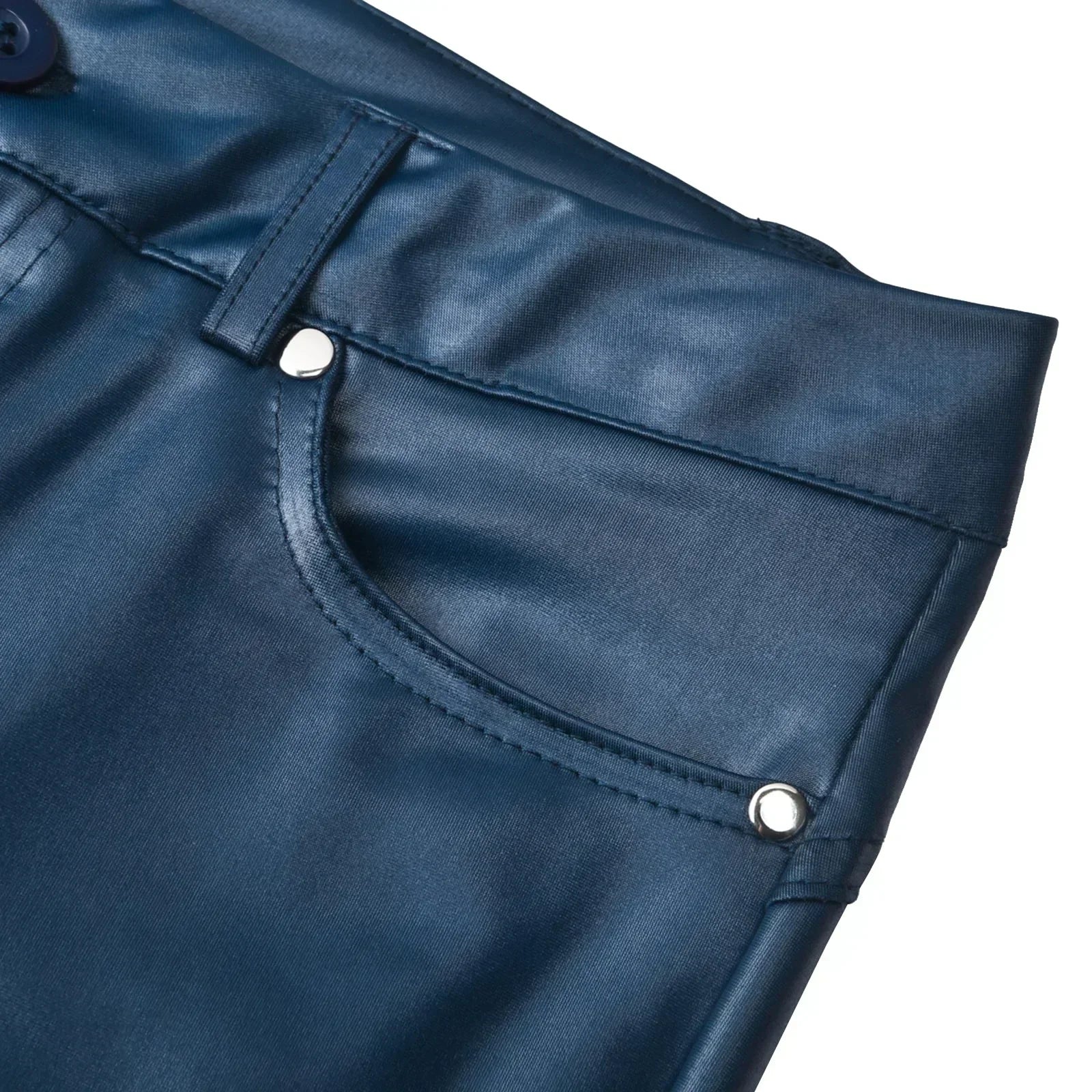 Zwarte Damesbroek Hoge Taille Skinny Kunstleer 5