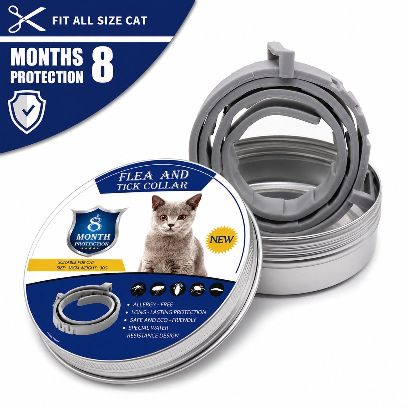Vlooien- en tekenhalsband Voor Honden en Katten