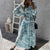 Variant image for Dames Maxi Jurk Lange Mouwen V-Hals Katoen Ruffle Details-13