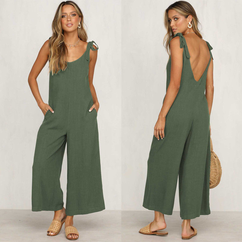 Dames Jumpsuit Feestelijk Mouwloos Wijde Pijpen Hoogwaardig Luchtig Materiaal-2