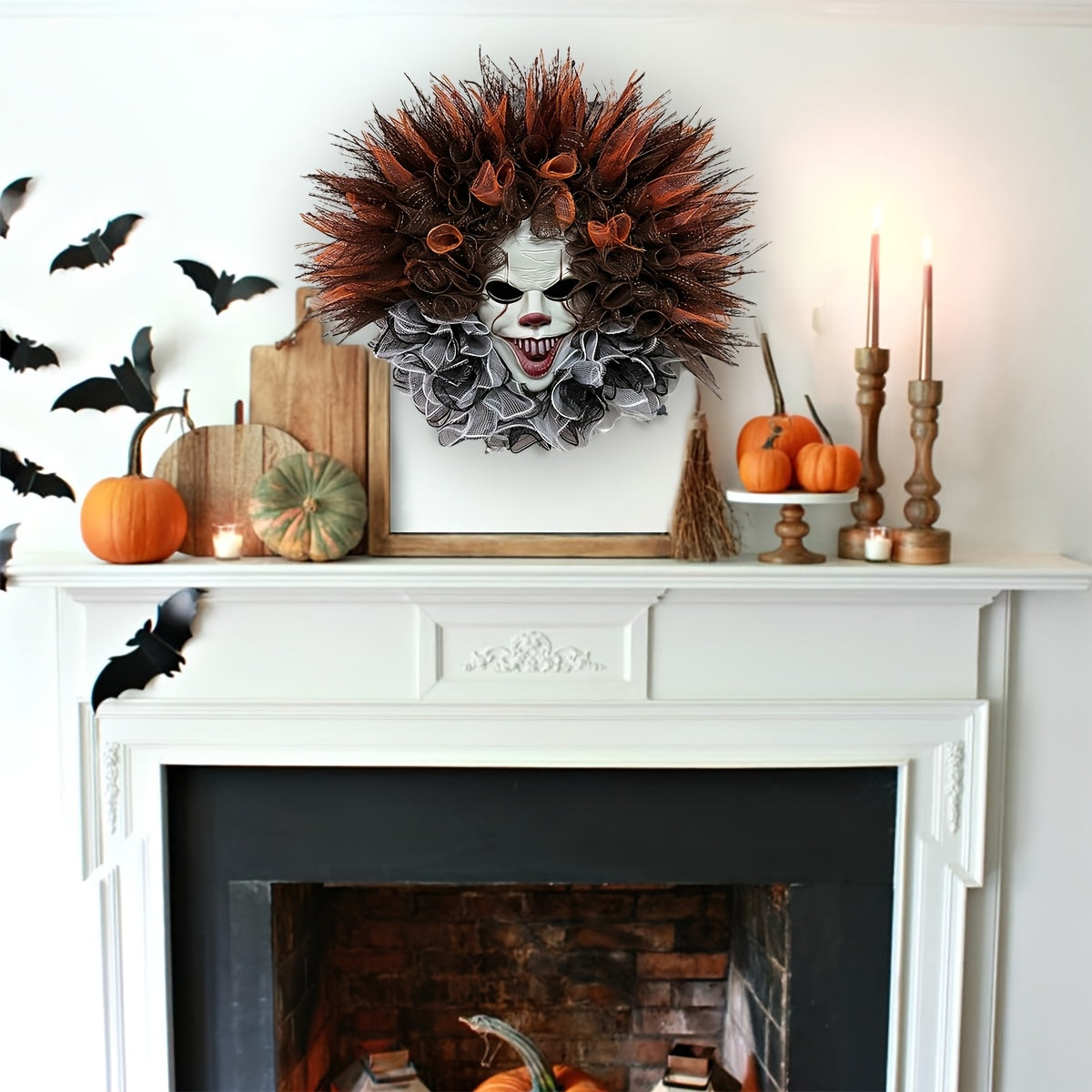Halloween Deurdecoratie Clown Krans Griezelige Sfeer 1