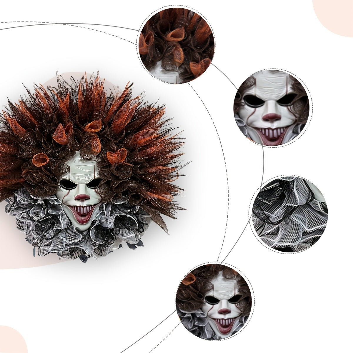 Halloween Deurdecoratie Clown Krans Griezelige Sfeer 3