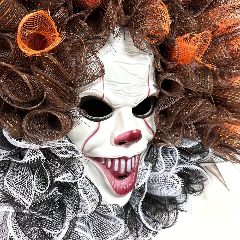 Halloween Deurdecoratie Clown Krans Griezelige Sfeer 5