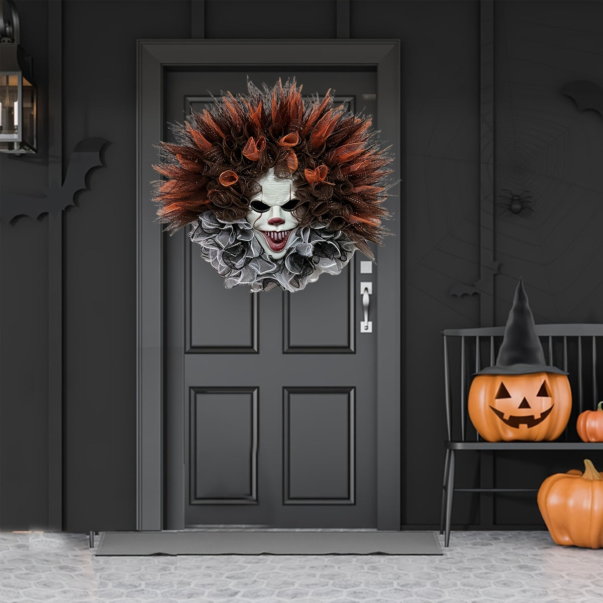 Halloween Deurdecoratie Spookachtige Clown Krans 2