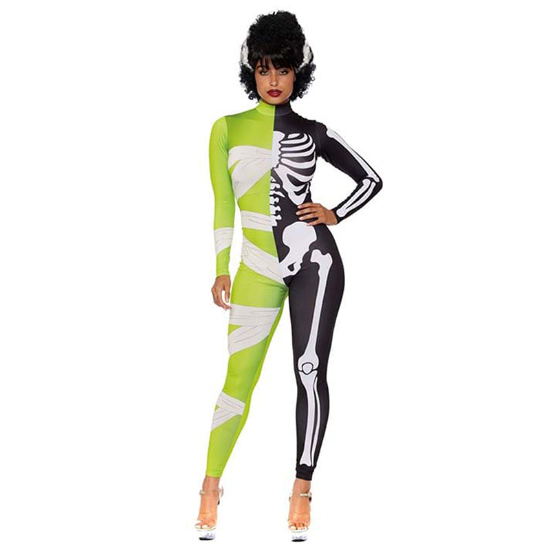 Halloween Kostuum voor Dames en Heren, Half Mumie Half Skelett 0