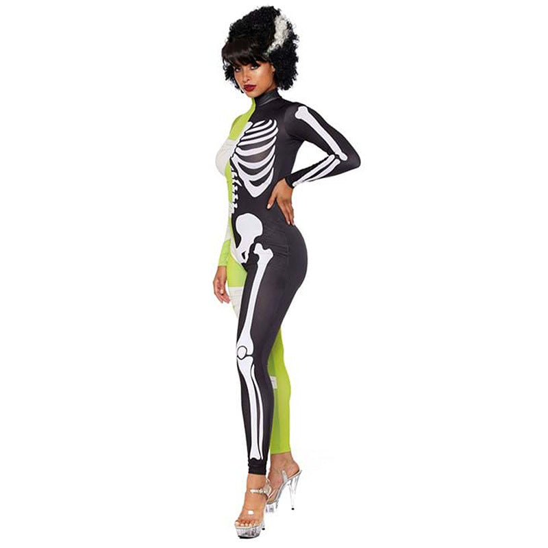 Halloween Kostuum voor Dames en Heren, Half Mumie Half Skelett 1