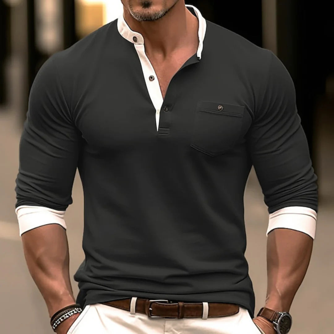 Variant image for Heren Langzijdig Shirt Stijlvol Katoen Longsleeve-10